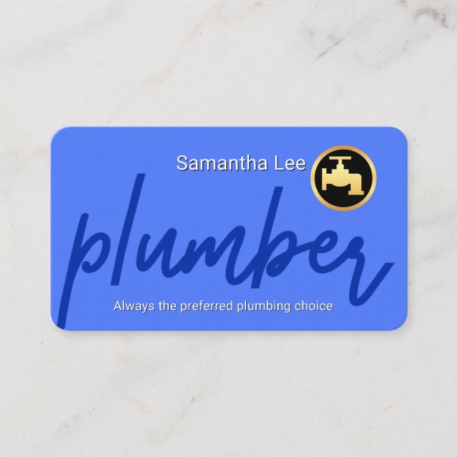 Tarjeta De Visita Plumber Signage In Blue Layer (Anverso)