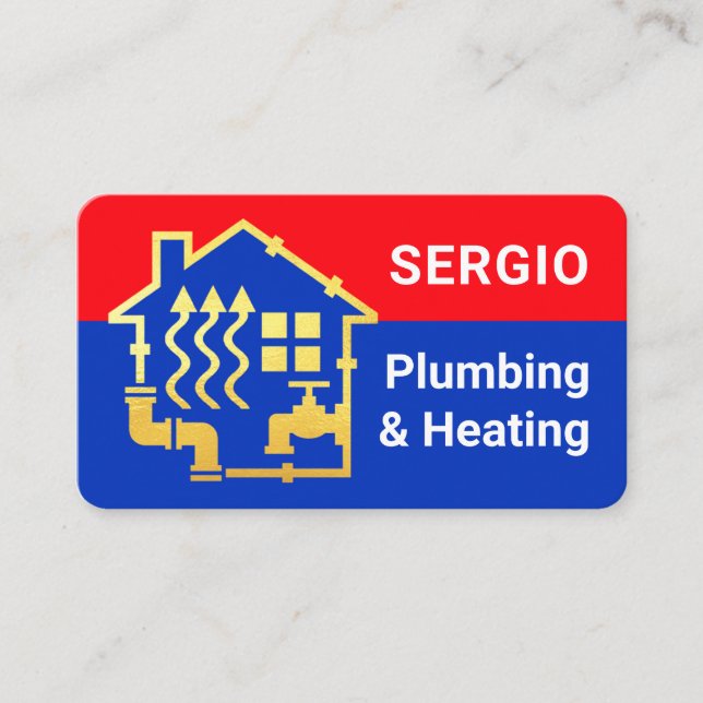 Tarjeta De Visita Plumbing Heating Gold Pipe Home (Anverso)