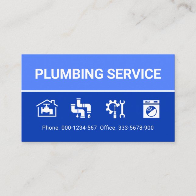 Tarjeta De Visita Plumbing Icons On Blue Layers (Anverso)