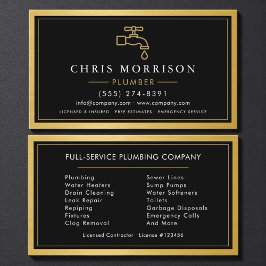 Tarjeta De Visita Plumbing Service Company Plumber Gold Metallic