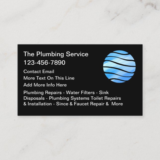 Tarjeta De Visita Plumbing Service Plumber Business Cards (Anverso)