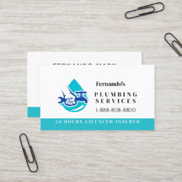 Tarjeta De Visita Plumbing Service Water Drop Logo Plumber Business