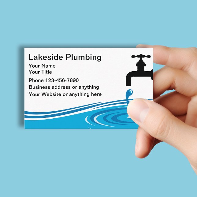 Tarjeta De Visita Plumbing Service Water Leak Simple Graphic (Subido por el creador)