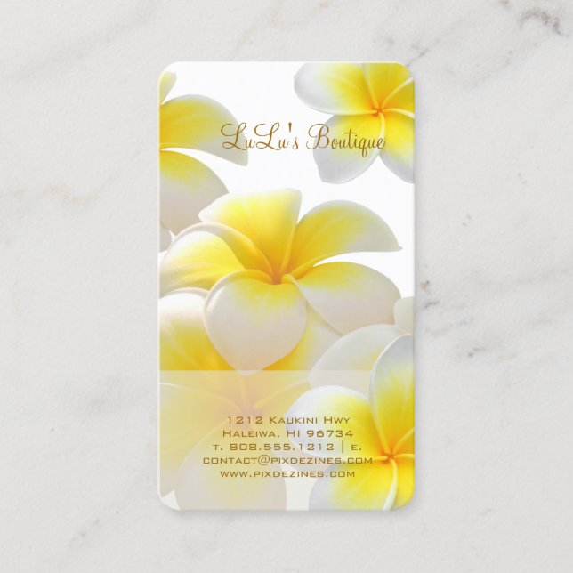 Tarjeta De Visita Plumeria de PixDezines Hawaii (Anverso)