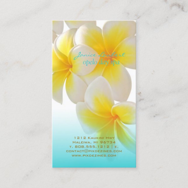 Tarjeta De Visita Plumeria de PixDezines Hawaii (Anverso)