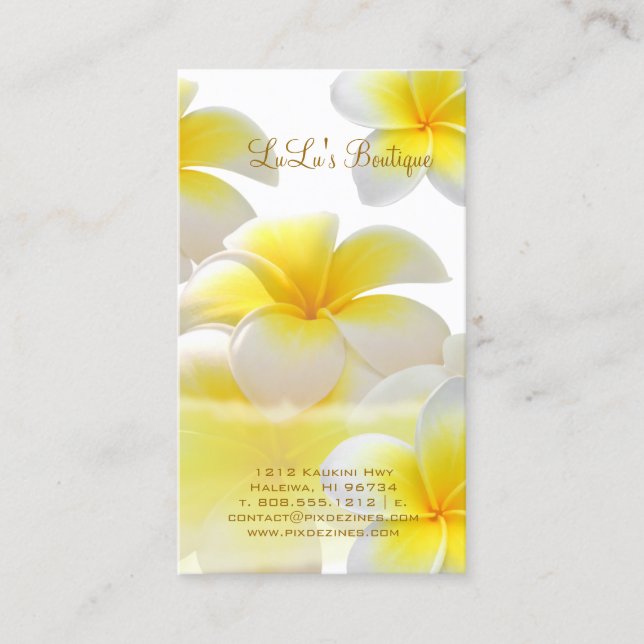 Tarjeta De Visita Plumeria de PixDezines Hawaii (Anverso)