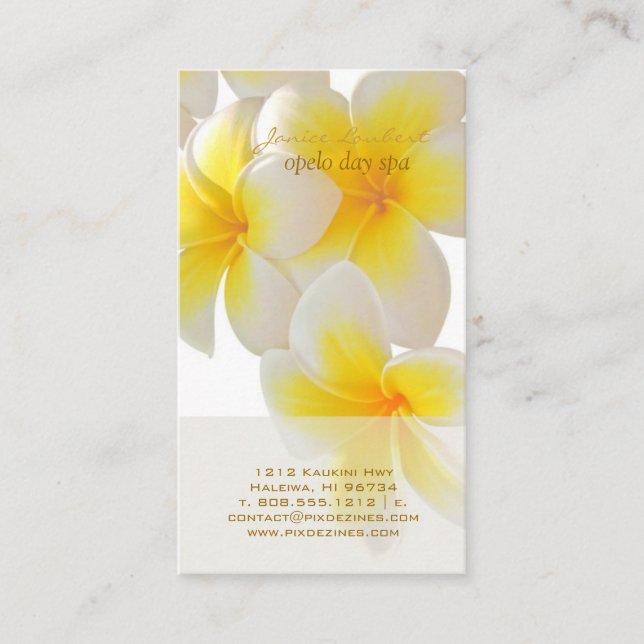 Tarjeta De Visita Plumeria de PixDezines Hawaii (Anverso)