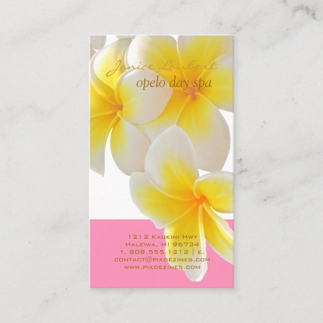 Tarjeta De Visita Plumeria de PixDezines Hawaii (Anverso)
