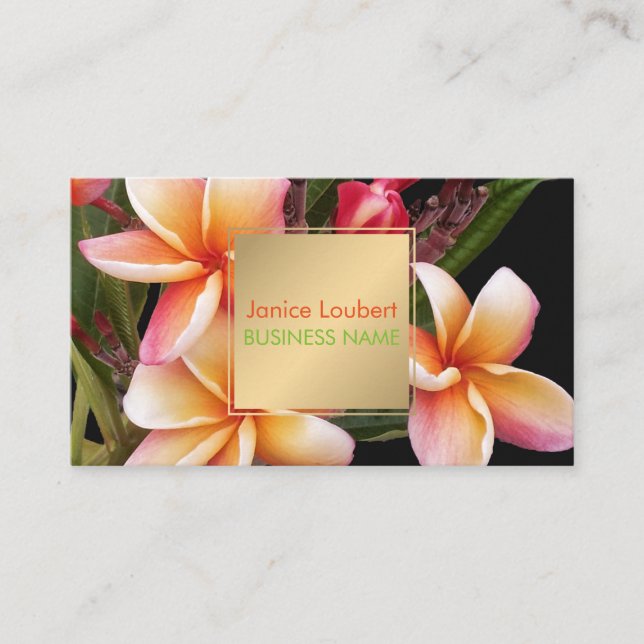 TARJETA DE VISITA PLUMERIAS DE PLAYA DE PIZZAS (Anverso)