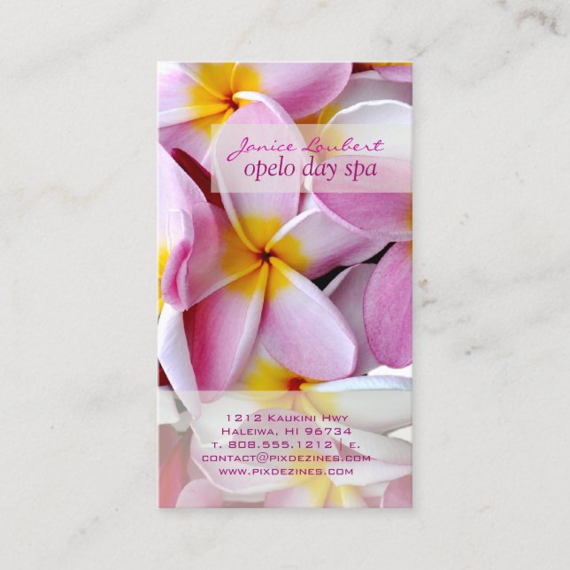 Tarjeta De Visita PLUMERIAS PINK KONA PixDezines (Anverso)