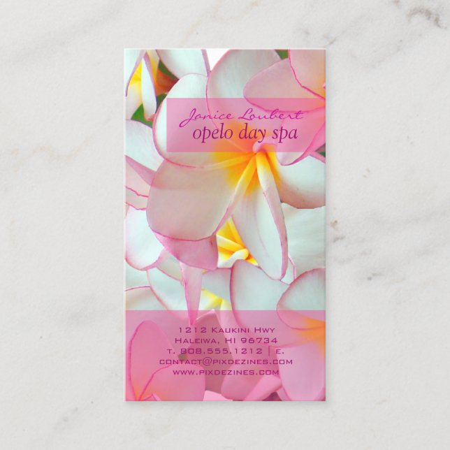 Tarjeta De Visita PLUMERIAS PINK KONA PixDezines (Anverso)