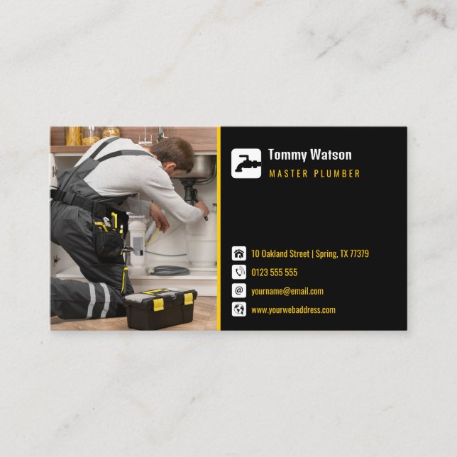 Tarjeta De Visita Plumero maestro | Hombre manejable (Anverso)