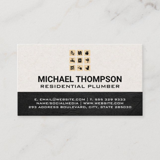 Tarjeta De Visita Plumín | Iconos del sistema de tuberías de agua (Anverso)