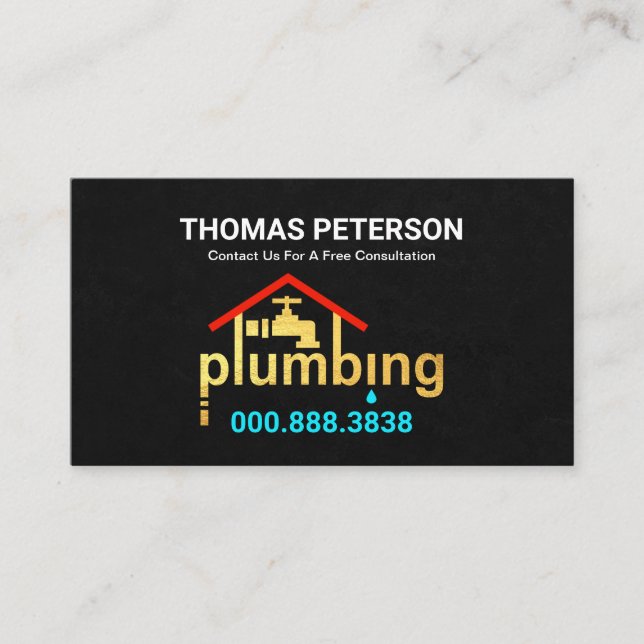 Tarjeta De Visita Plumín negro de oro para el hogar (Anverso)