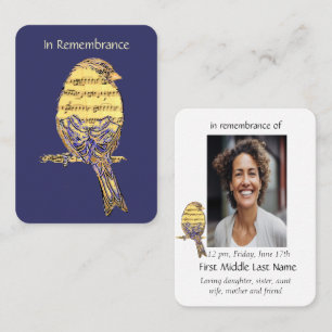 Tarjeta De Visita Pocket Keepsake Memorial Recuerde la canción music