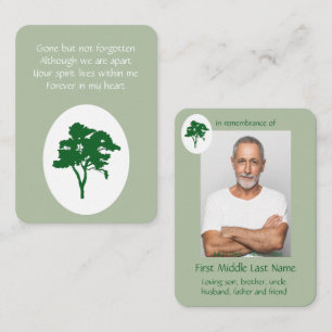 Tarjeta De Visita Pocket Service Memorial Keepsake Green Tree