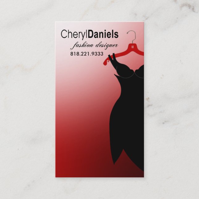 Tarjeta De Visita "Poco diseñador de moda del vestido negro", (Anverso)