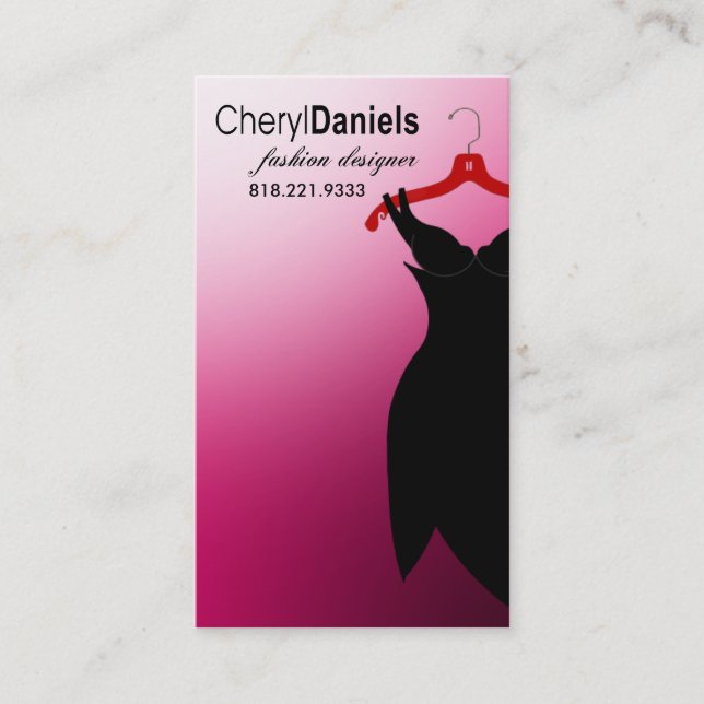 Tarjeta De Visita "Poco diseñador de moda del vestido negro", (Anverso)