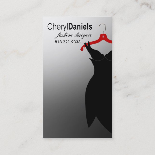 Tarjeta De Visita "Poco diseñador de moda del vestido negro", (Anverso)