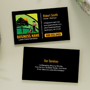 Tarjeta De Visita Poda de Paisajismo Verde Vibrante Amarillo