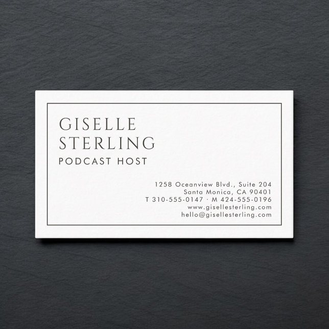 Tarjeta De Visita Podcast Host Luxury Minimalist Black White (Subido por el creador)