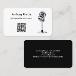 Tarjeta De Visita Podcaster QR de podcast para micrófono