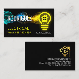 Tarjeta De Visita Poder de relámpago eléctrico en bombilla