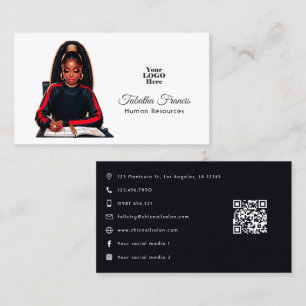 Tarjeta De Visita Poderoso Arte de Liderazgo de Mujer Negra Afro