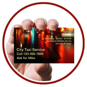 Tarjeta De Visita Poderoso Servicio de Taxi Simple