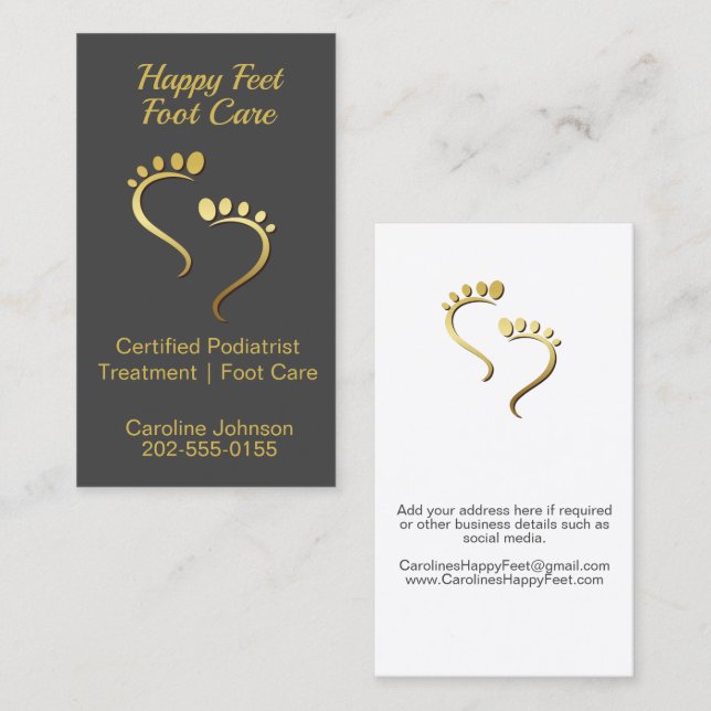 Tarjeta De Visita Podiatra Chiropodista de Pedicure Foot Care (Anverso / Reverso)