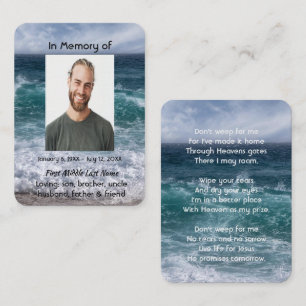 Tarjeta De Visita Poema cristiano recuerdo conmemorativo océano mar