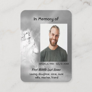 Tarjeta De Visita Poema Cristiano Recuerdo de Memorial Ángel Cielo N