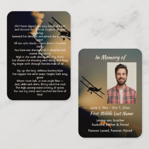 Tarjeta De Visita Poema de Alto Vuelo Memorial Piloto Avión Volando