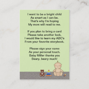 Tarjeta De Visita Poema del libro del bebé del carro de bebé