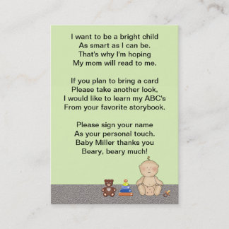 Tarjeta De Visita Poema del libro del bebé del carro de bebé