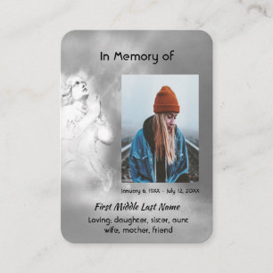 Tarjeta De Visita Poema Recuerdo Memorial Ángel Cielo Nubes