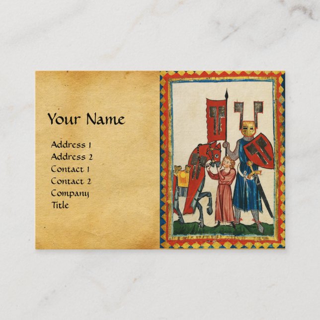 TARJETA DE VISITA POETA ALEMANA COMO MINIATURA MEDIEVAL TEUTÓNICA DE (Anverso)