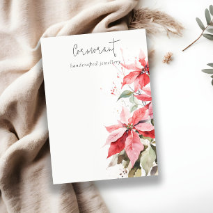 Tarjeta De Visita Poinsettia Florals Navidades Blank Jewelry Holder
