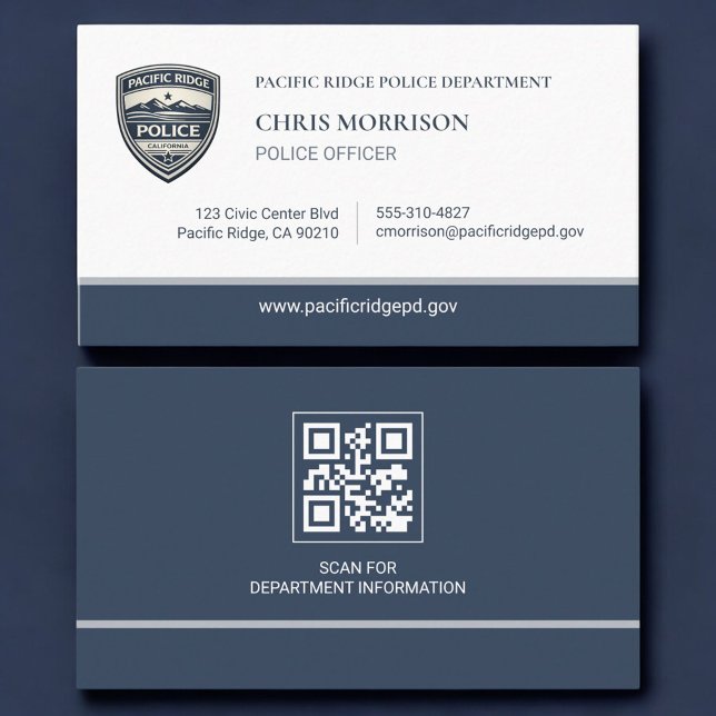 Tarjeta De Visita Police Department QR Code Logo Business Card (Subido por el creador)
