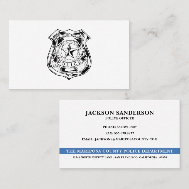 Tarjeta De Visita Police Officer Department Law Enforcement Logo (Anverso / Reverso)