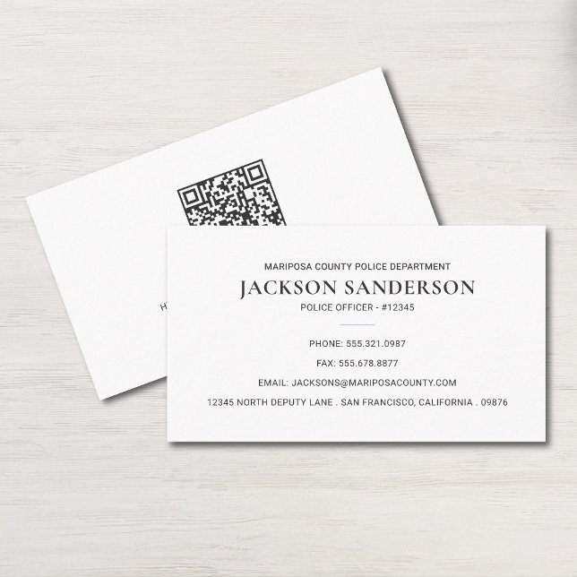 Tarjeta De Visita Police Officer Department Law Enforcement QR Code (Police Officer Department Law Enforcement QR Code Business Card)