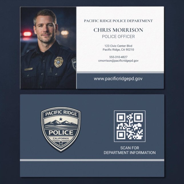 Tarjeta De Visita Police Officer Photo Logo QR Code (Subido por el creador)
