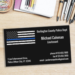 Tarjeta De Visita Policía de bandera de la Línea Azul delgada