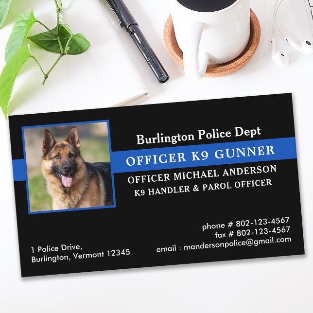 Tarjeta De Visita Policía Perro K9 Unidad Aplicación de la ley Línea (Subido por el creador)