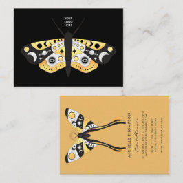 Tarjeta De Visita Polillas Doradas Celestiales Místicas