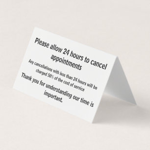 Tarjeta De Visita Política de cancelación