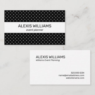 Tarjeta De Visita Polka blanco y negro moderno con rayas blancas