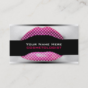Tarjeta De Visita Polka Dot Lips MakeUp Artist Business Cards