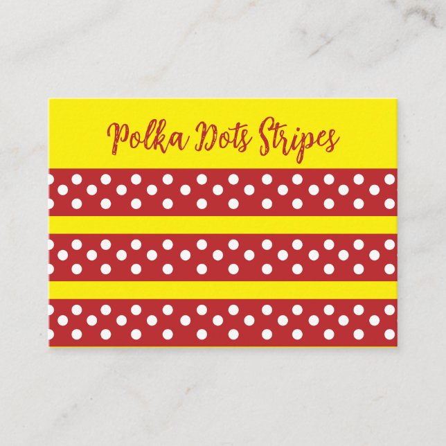Tarjeta De Visita Polka Dot Rojo Yellow Polka Dot (Anverso)