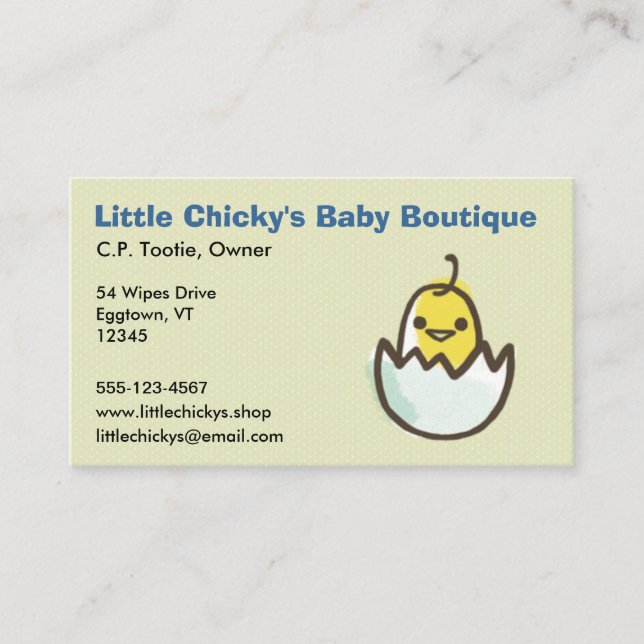 Tarjeta De Visita Pollito Amarillo Eclosionando (Anverso)
